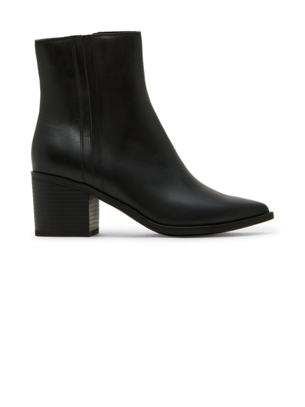 Blonde Black Leather Ankle Boots for Women